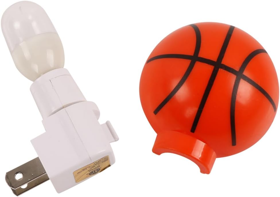 Paquete de 2 luces LED de noche enchufables de color blanco cálido para niños, lámpara con forma de baloncesto para cuidar bien el sueño de los niños