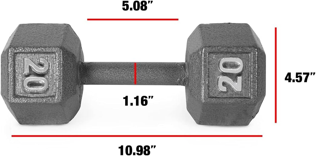 WF Athletic Supply Mancuernas hexagonales sólidas de hierro fundidonegro, juego de 2 pesas libres de entrenamiento de fuerza para mujeres y hombres,