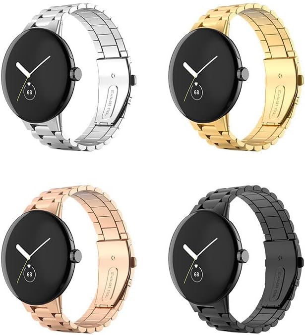 FitTurn Correas compatibles con Google Pixel Watch 2Pixel Watch Metal Acero Inoxidable Correa de reloj de repuesto clásico duradero de enlace sólido