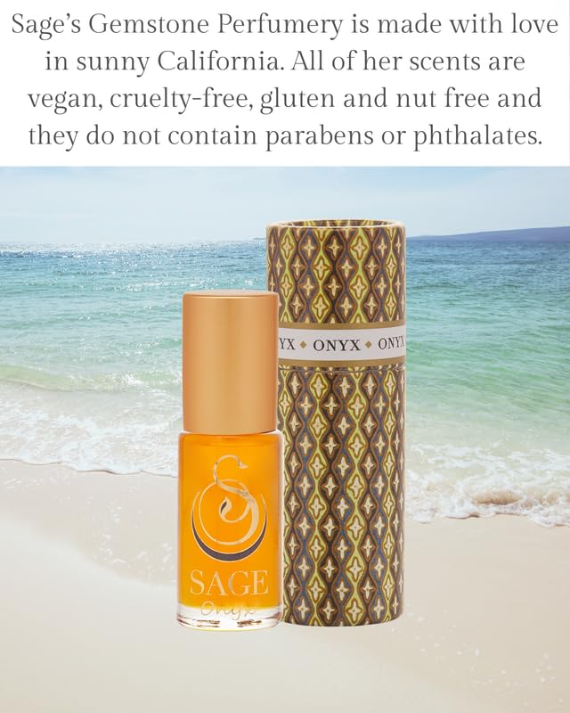 The Sage Lifestyle ONYX – Aceite de perfume enrollable con piedras preciosas (18 onzas), perfume de viaje, aceite de perfume vegano, siente un sutil