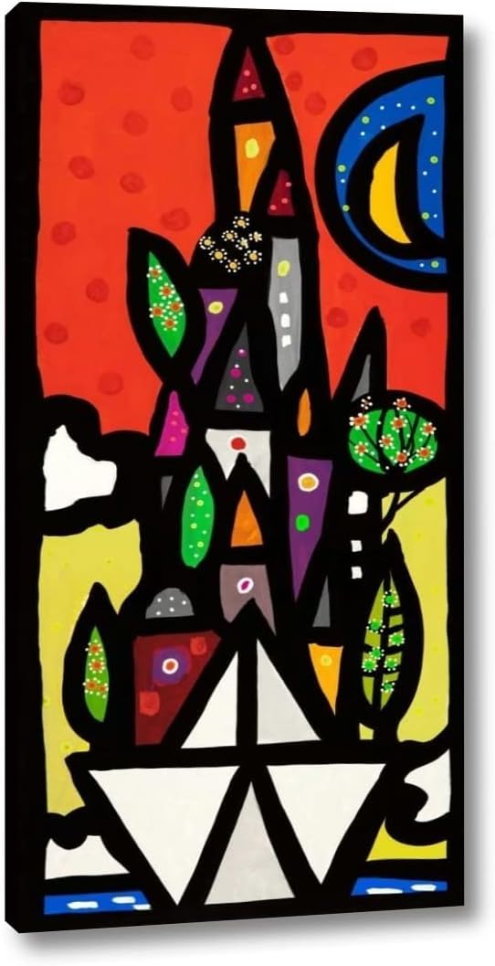 Il paese vive sulla piccola barca by Wallas – 8″ x 16″ Canvas Art Print Gallery Wrapped – Ready to Hang