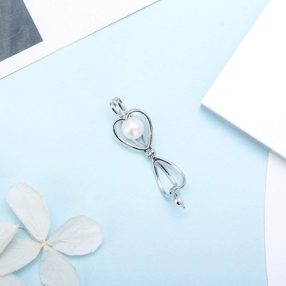 Colgantes minimalistas de jaula de corazón para la fabricación de joyas de perlas de plata esterlina, diseño de perlas colgantes de jaula para