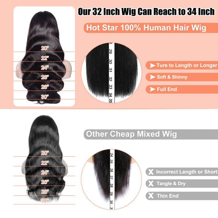 HOT STAR Pelucas de cabello humano ondulado con encaje frontal transparente HD de 13 x 6 pulgadas, densidad del 250 %, para mujeres negras, sin