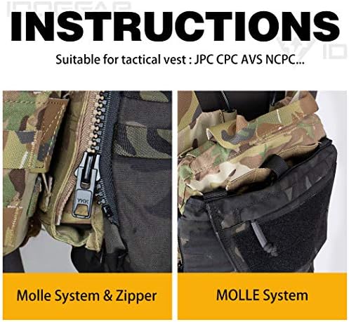 IDOGEAR Táctica Zip-on panel bolsa militar mochila chaleco accesorio bolsa para CPC AVS JPC2.0