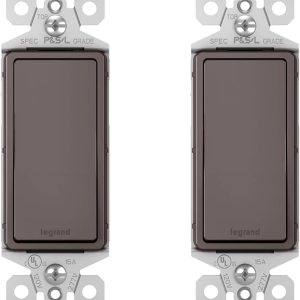 Legrand Radiant TM870CC10 – Interruptor de pared basculante de 15 amperios, interruptor de luz decorativa, marrón, un solo polo, TM870CC10 (paquete Legrand Radiant TM870CC10 – Interruptor de pared basculante de 15 amperios, interruptor de luz decorativa, marrón, un solo polo, TM870CC10 (paquete