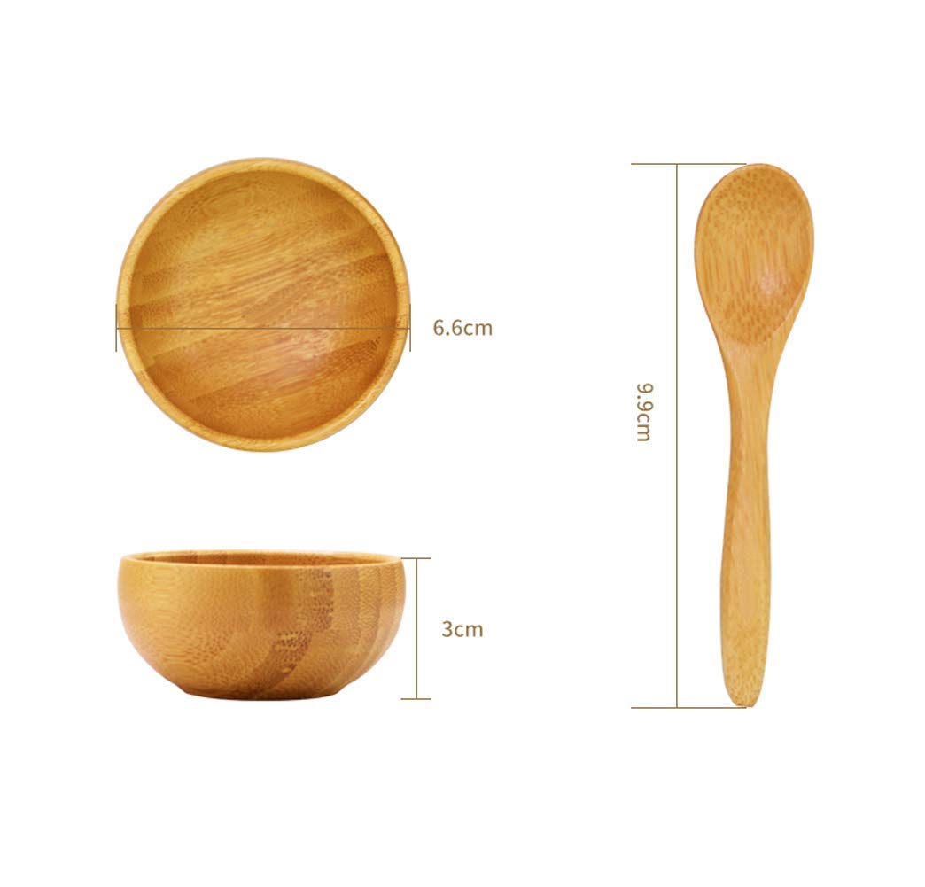 Cuenco de mezcla de bambú ecológico – Lindo pequeño tazón de mezcla para cuidado de la piel facial DIY casero mini juegos de herramientas cosméticas