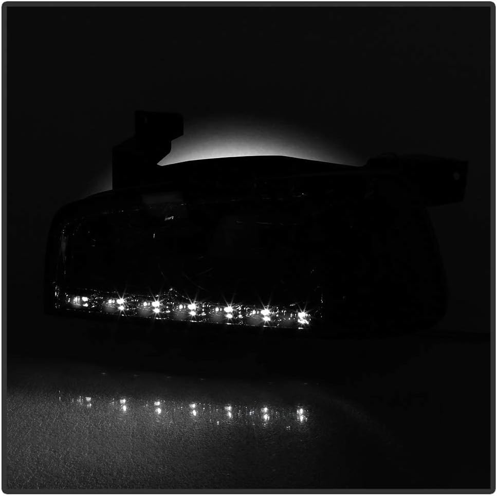 ACANII – Faros delanteros LED ahumados 2006-2010 Dodge Charger DRL con luces de señal de esquina integradas para el lado del conductor y del pasajero