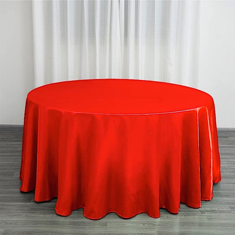 BalsaCircle Mantel redondo de satén rojo de 120 pulgadas para boda, fiesta, recepción, eventos, cocina, comedor