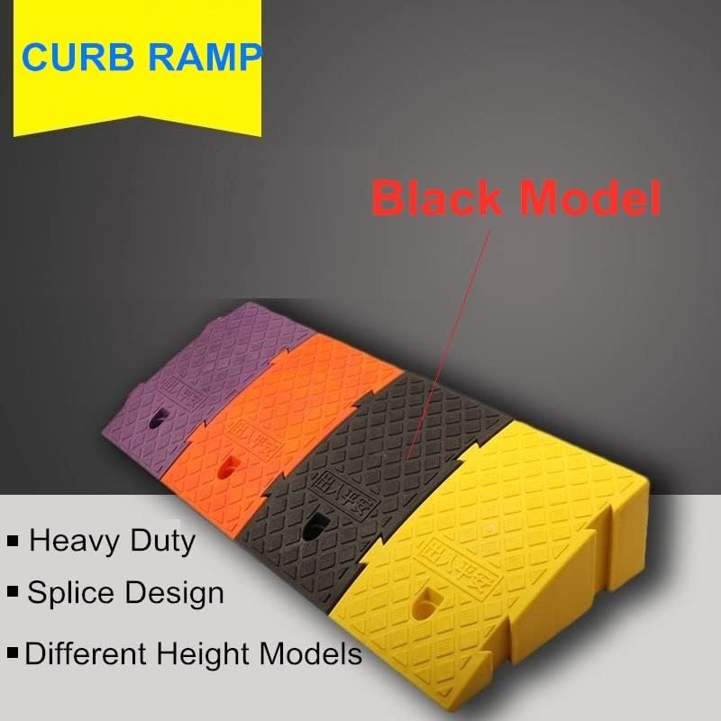 Paquete de 2 rampas portátiles de 4.3 pulgadas de alto de plástico ligero, juego de rampas de umbral de plástico resistente para autos bajos,