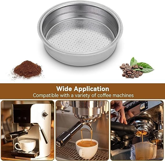 Cuenco de filtro para máquina de café, 2.008 in de una sola capa de filtro de café, cesta de filtro no presurizada para DeLonghi EUPA Donlim