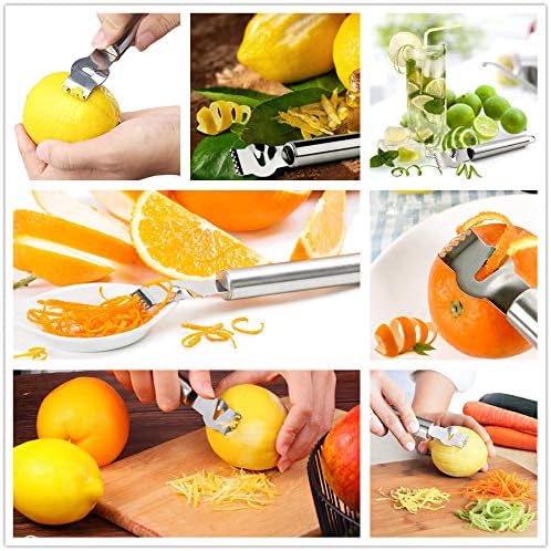 S-shine Paquete de 4 peladores de cítricos naranjas y limón, cortador de cáscara de cítricos de pomelo, cuchillo de pomelo, rallador Zester,
