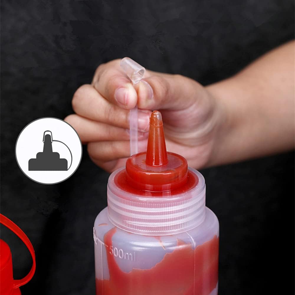Botellas de plástico de 3 colores para salsa exprimible con tapas de boquilla, dispensadores de botellas de condimentos reutilizables para mostaza,