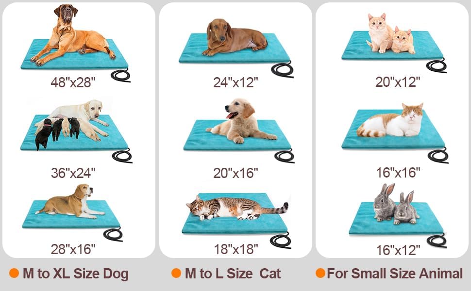 stohot Tapete impermeable para cama de mascotas de 12 x 20 pulgadas con termostato integrado, calentado para perros y gatos