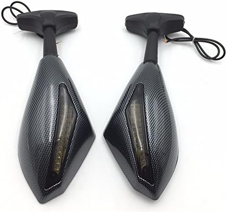 XKH – Espejo de señal de giro LED azul para motocicleta, fibra de carbono, humo, compatible con Honda Cbr 125R 150R Suzuki Sv650S Katana Tl1000R