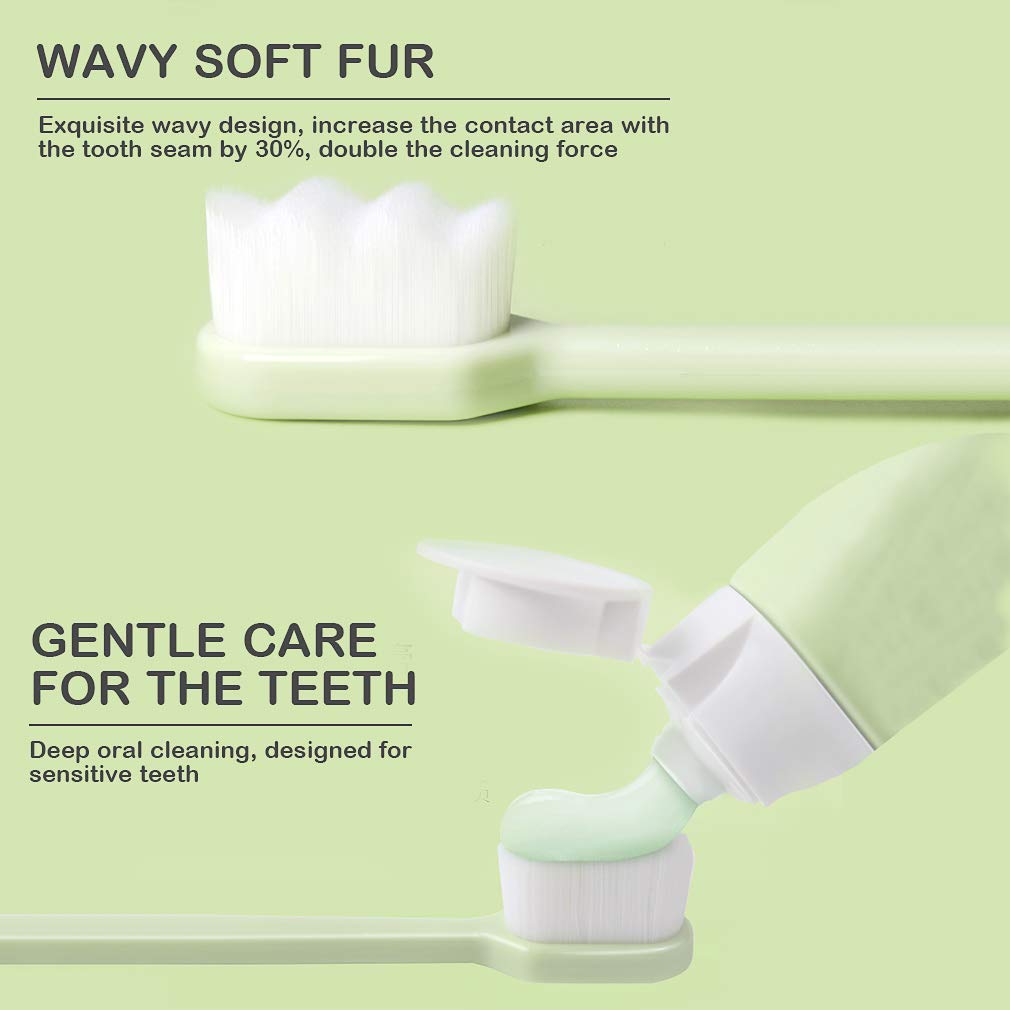 EasyHonor Cepillo de dientes extra suave para encías sensibles, cepillo de dientes manual de micropiel con cerdas de hilo dental suaves para mujeres