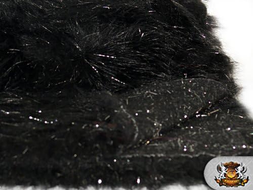 Tela negra de oropel brillante de pelo sintético de pelo largo, 58 pulgadas, se vende por yarda