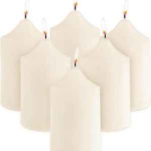 Super Z Outlet Juego de 6 velas de pilar marfil sin perfume para bodas, decoración del hogar, relajación, mecha de algodón sin humo, 2 x 3 Super Z Outlet Juego de 6 velas de pilar marfil sin perfume para bodas, decoración del hogar, relajación, mecha de algodón sin humo, 2 x 3