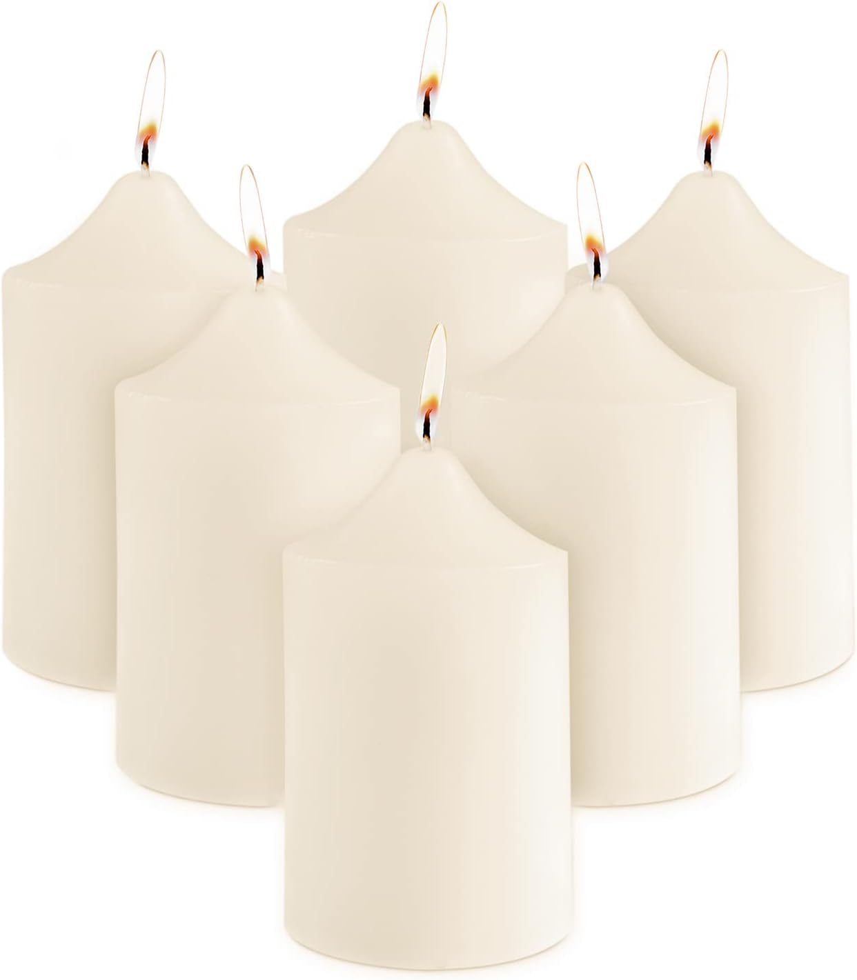 Super Z Outlet Juego de 6 velas de pilar marfil sin perfume para bodas, decoración del hogar, relajación, mecha de algodón sin humo, 2 x 3