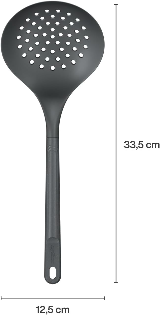 Zyliss E980232 Skimmer, paja de trigo sosteniblenailon, cuchara de cocina con agujeros para desnatardrenar, antiadherente, cabeza de silicona