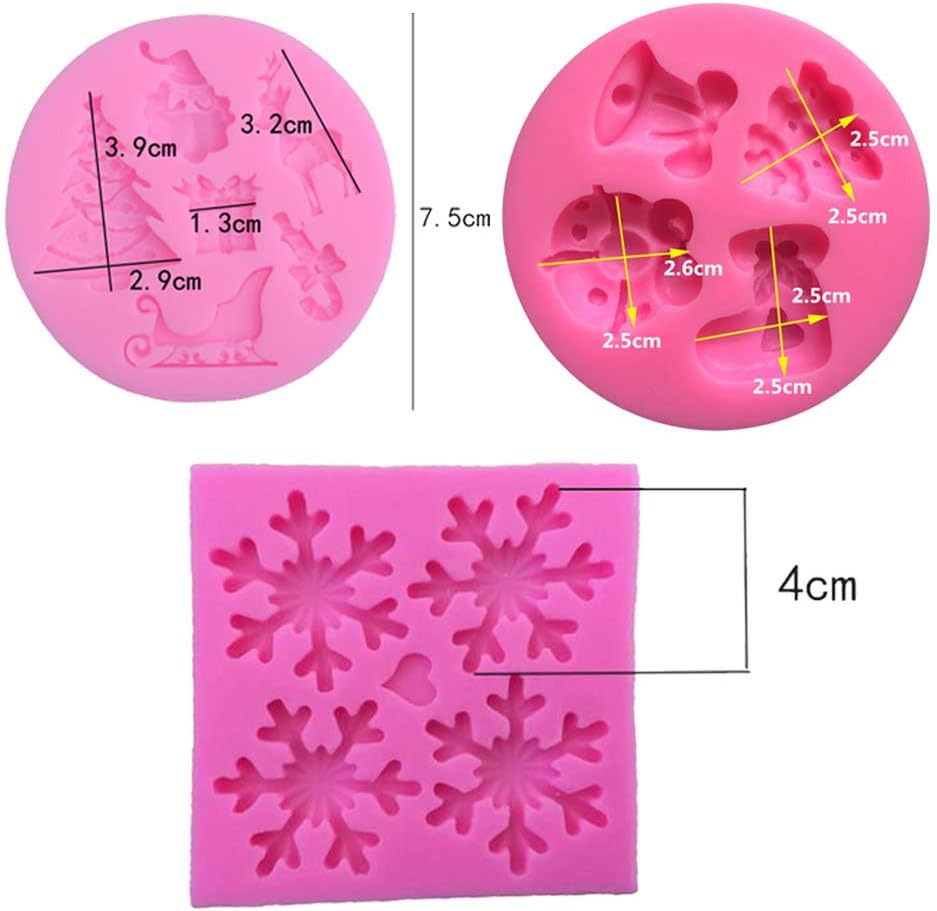 3 unids Navidad Papá Noel árbol caramelo ciervos trineo campana copo de nieve insecto gif para bricolaje pastel hornear fondant gota pegamento