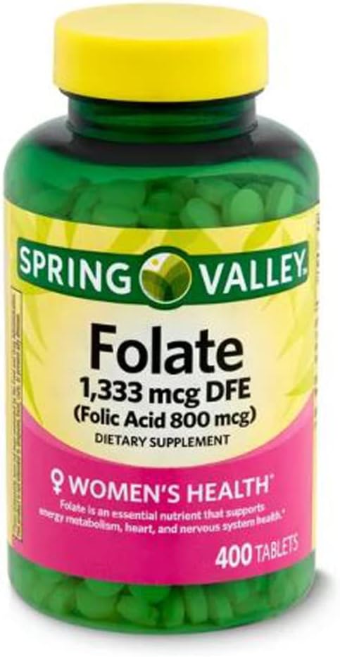 Suplemento dietético de folato de Spring Valley, 1,333 mcg, 400 unidades