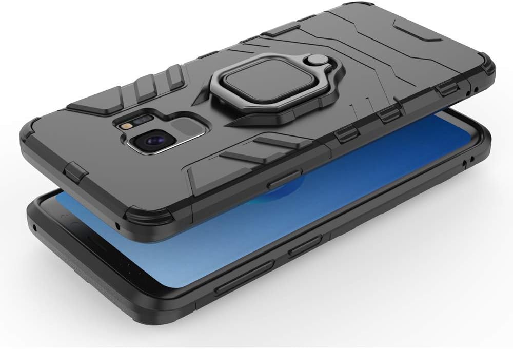 Funda de teléfono para Samsung Galaxy S9 con protector de pantalla de vidrio templado y soporte magnético para anillo con soporte, accesorios