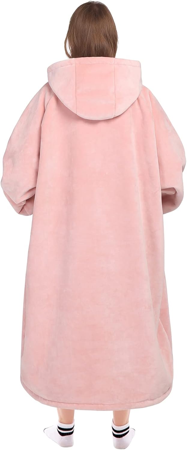 Waitu Sudadera tipo manta, para regalar a hombre o mujer, de grueso vellón sherpa, para adulto, extragrande, con capucha, larga, con mangas y