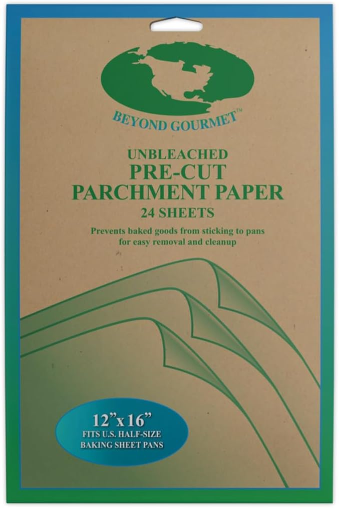 Hojas de papel pergamino precortadas antiadherentes, 12 x 16 pulgadas, 24 hojas