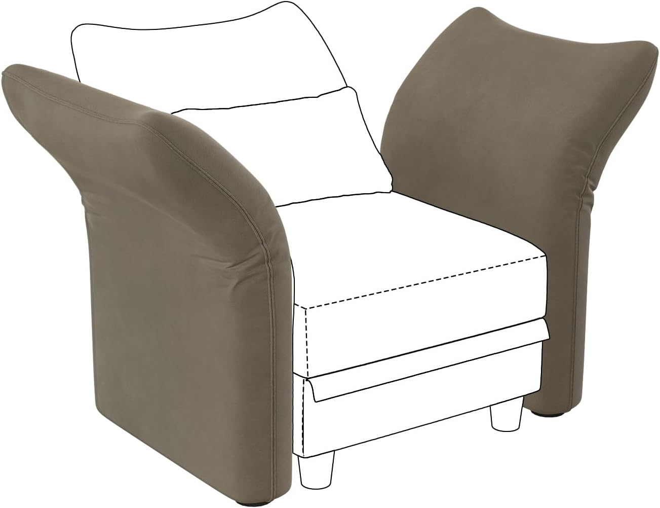 LLappuil Par modular de sofá modular con respaldo y reposabrazos laterales para sofá modular convertible, sofá modular y reposabrazos lateral,