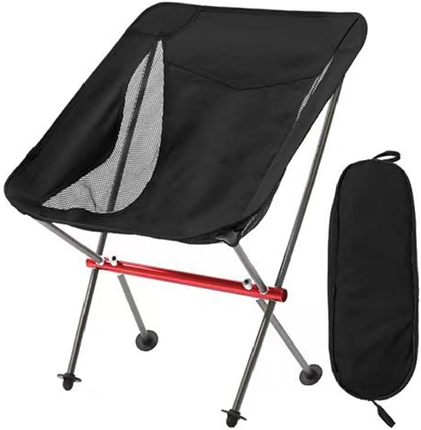 LSLANSOON Silla de camping plegable con marco de aluminio, compacta y portátil con bolsa de transporte para senderismo al aire libre, pesca,