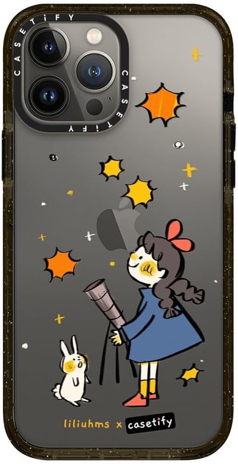 CASETiFY Funda Impact para iPhone 13 Pro Max protección contra caídas de 6.6 pies – Noche estrellada por liliuhms – Negro transparente