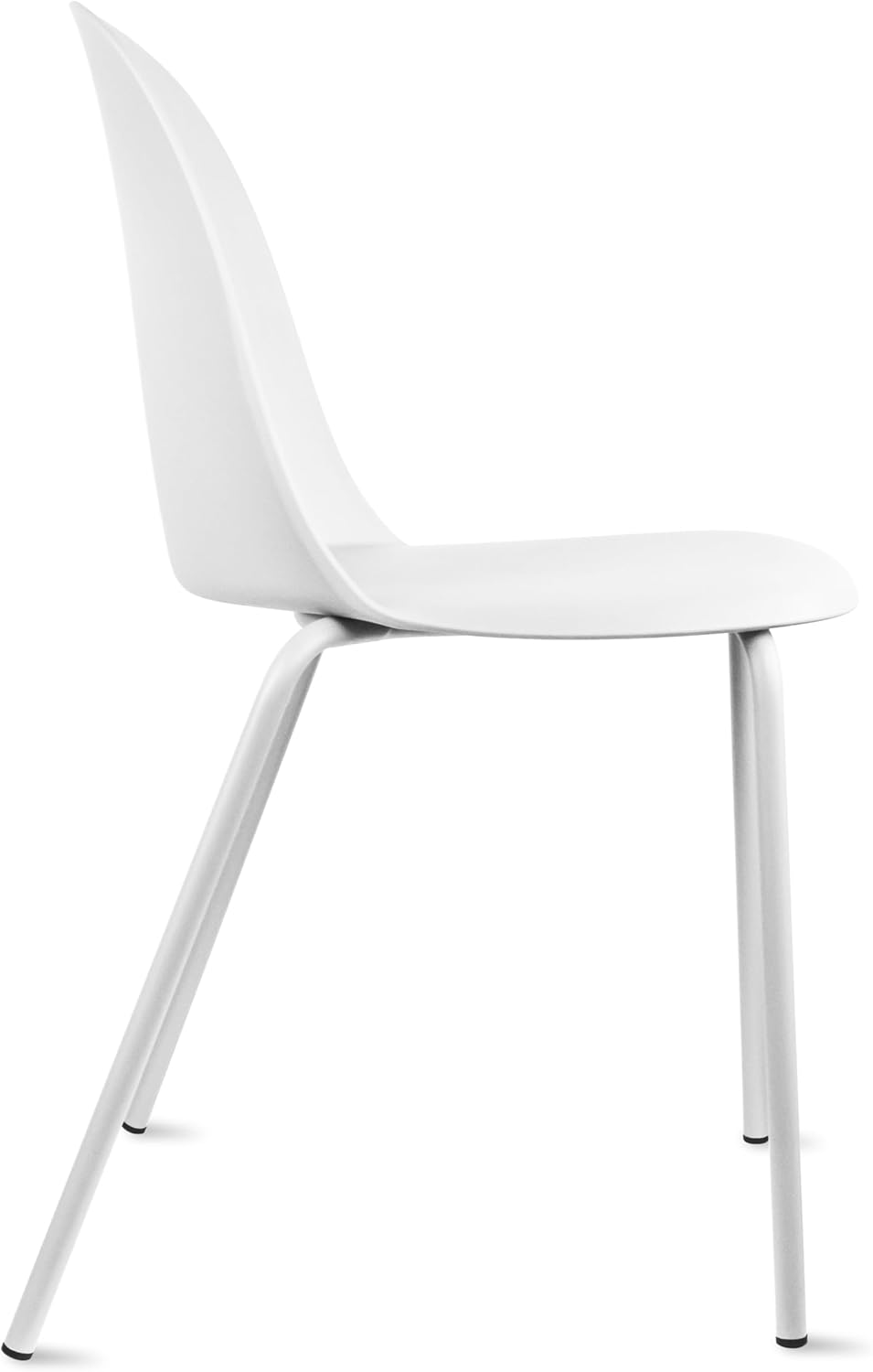 2xhome Juego de 4 sillas apilables contemporáneas modernas de comedor de cocina moldeadas de plástico sin brazos con parte trasera curvada forma