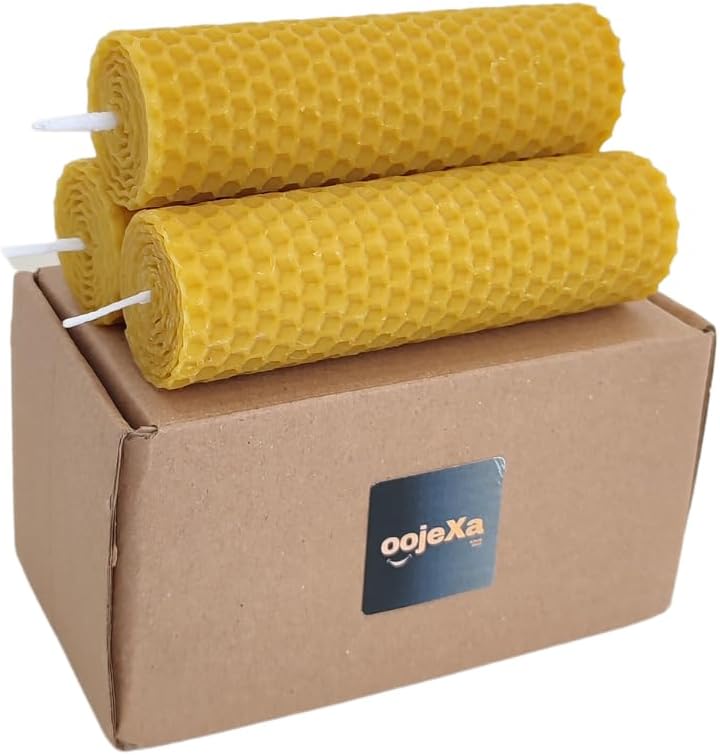 Velas de pilar de cera de abeja, 3 unidades, velas únicas como vela de emergencia de larga duración (4.7 in) – Velas de cera de abeja hechas a mano