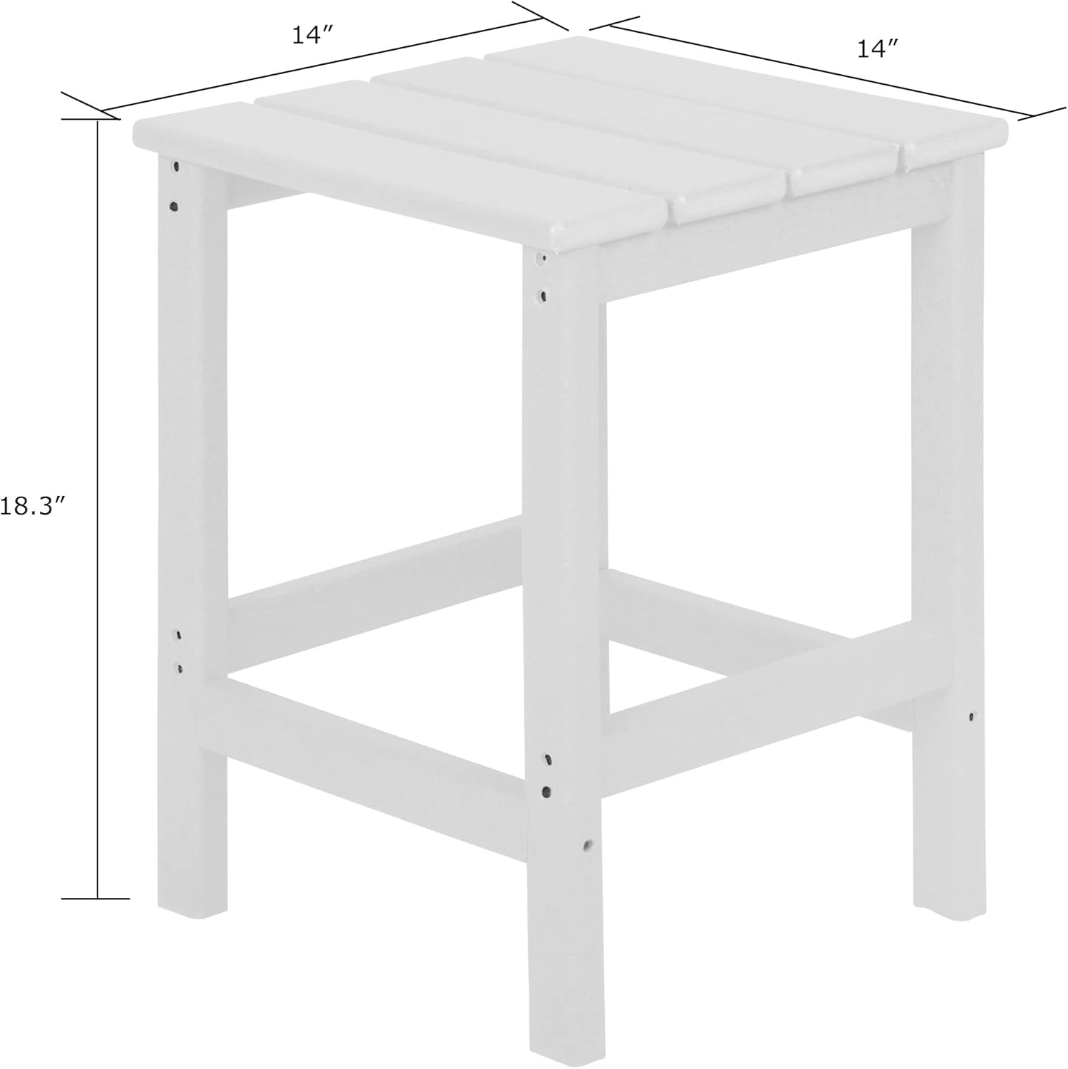 WestinTrends Mesa auxiliar para exteriores, para todo tipo de clima, de madera de polietileno Adirondack, mesa auxiliar cuadrada para piscina,