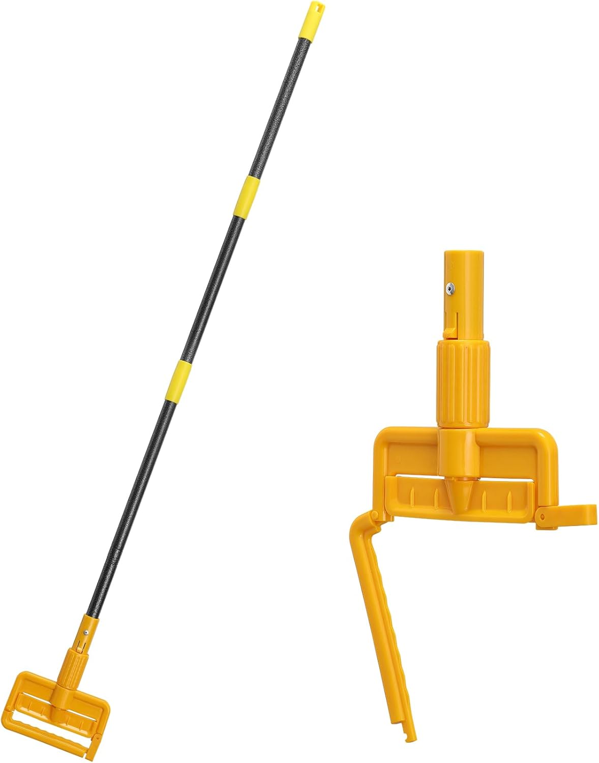 FLY HAWK Mango de trapeador comercial resistente, palo de trapeador comercial de metal de 60 pulgadas, soporte de repuesto para cabezal de trapeador