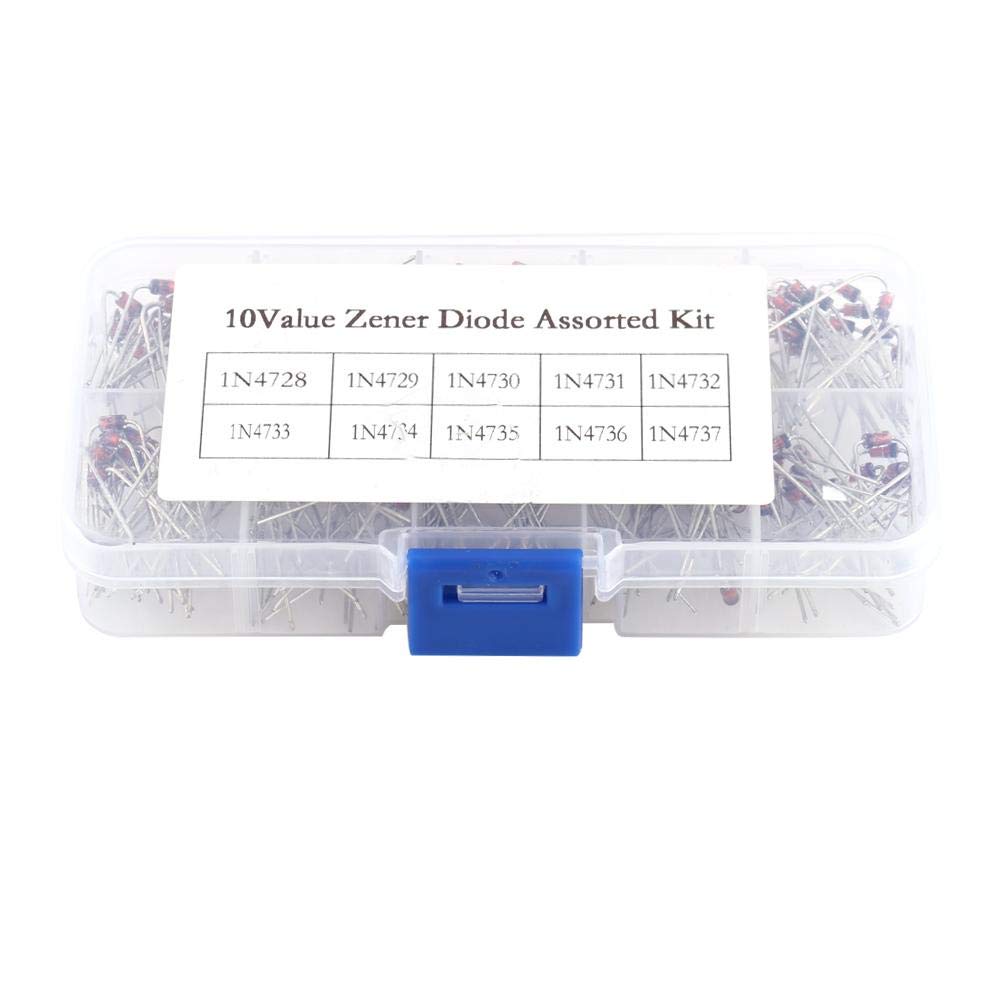 Diodos Zener 200pcs, 10Values diodo Zener diodo electrónico 1N4728 1N4729 1N4730 1N4731 1N4732 1N4733 1N4734 1N4735 1N4736 1N4737 con caja de
