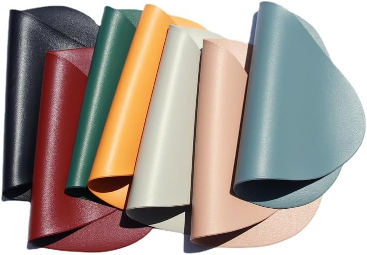 Juego de 4 manteles individuales de cuero negro, manteles individuales para cena de boda, se puede limpiar y lavar, mantel individual antideslizante