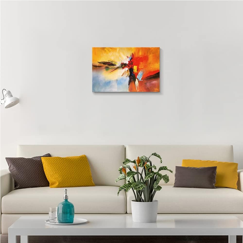 Lienzo decorativo amarillo para pared, pinturas de arte abstracto, colores rojos cálidos, graffiti sobre fondo blanco, decoración moderna para sala