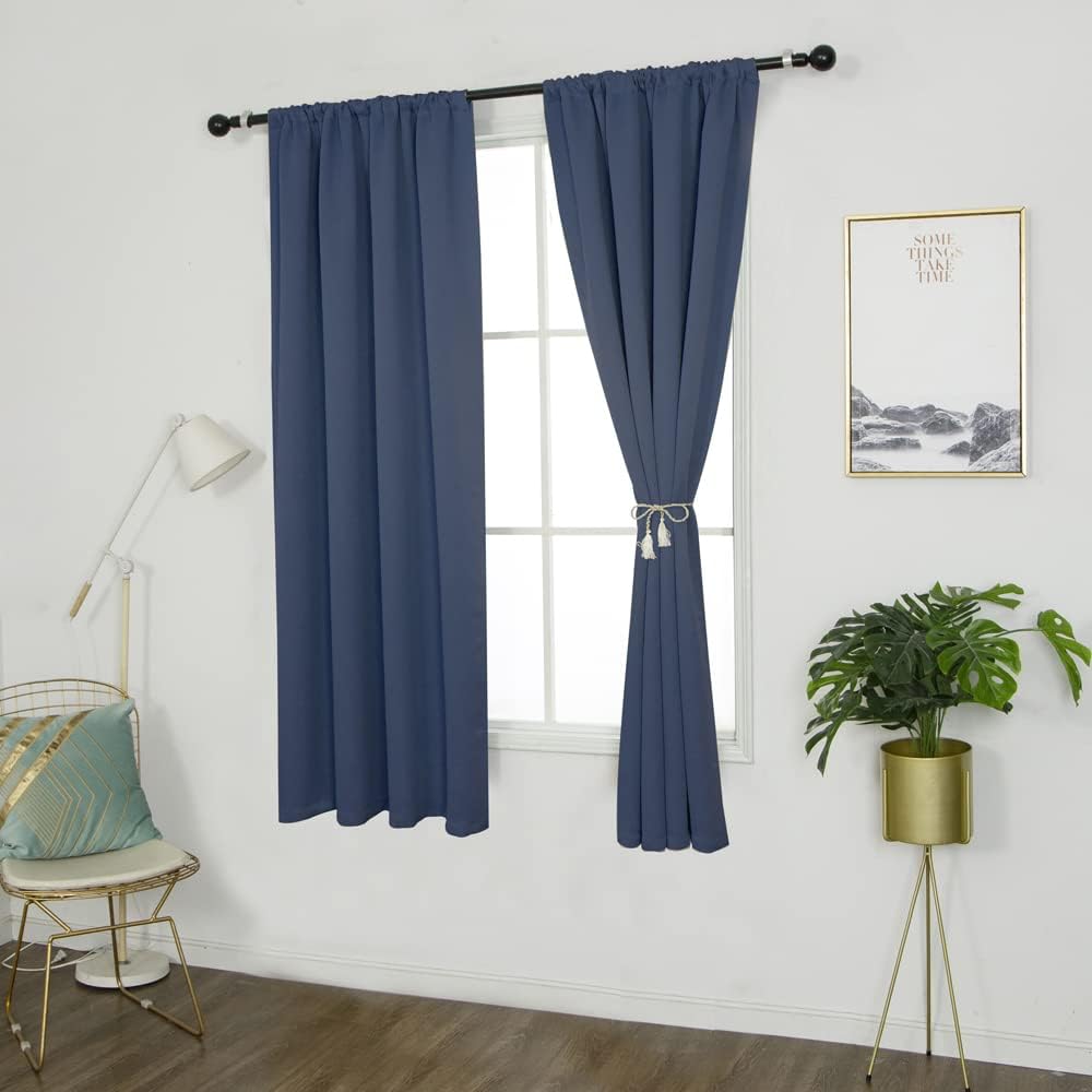 Merryfeel Cortinas opacas para ventana, bolsillo para barra, oscurecimiento de la habitación, reducción de luz y ruido, cortinas con aislamiento