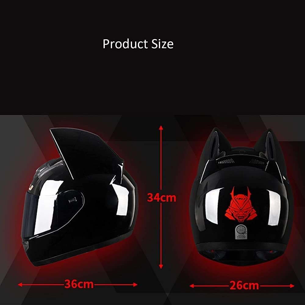Casco de motocicleta de cara completa para mujer, con orejas de gato, cascos con Bluetooth, casco modular ligero con certificación DOTECE para