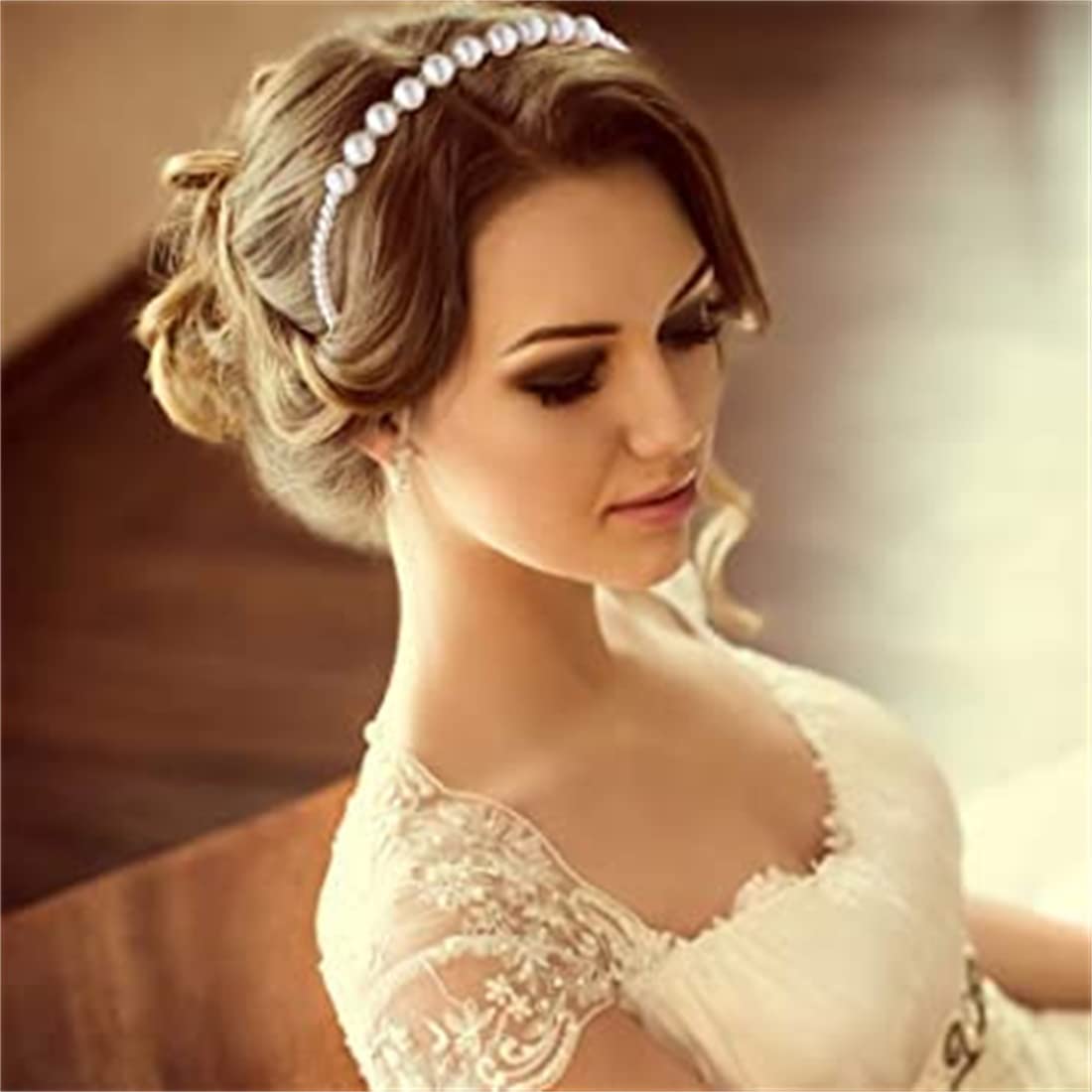 Diademas completas para mujer, elegantes aros de cristal blanco con perlas para el cabello, accesorios para el cabello, perlas, vintage, grandes,