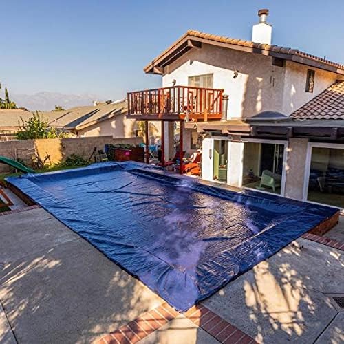 ColourTree Cubierta de piscina de invierno redonda azul de 15 pies  Seguridad resistente, impermeable, resistente a los rayos UV con fácil