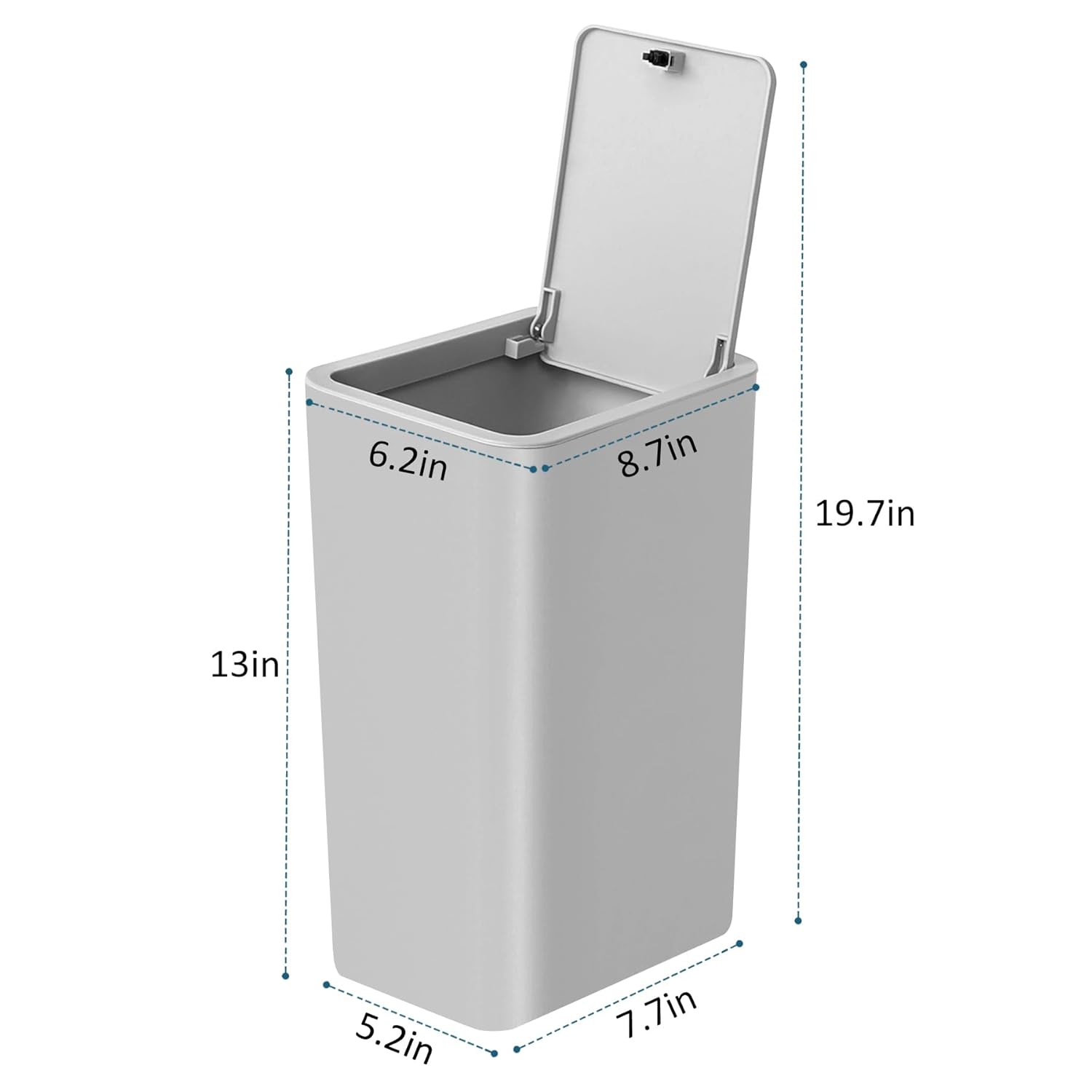 Basurero de baño con tapa, cubo de basura delgado de 10 litros2.6 galones, cesta de basura pequeña con tapa desplegable para cocina, dormitorio,