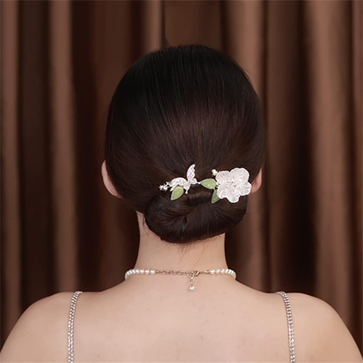 Ins Style – Rizador de pelo elegante y perezoso, fabricante de moños de cristal, accesorios para el cabello estilo moño (flor de melocotón)