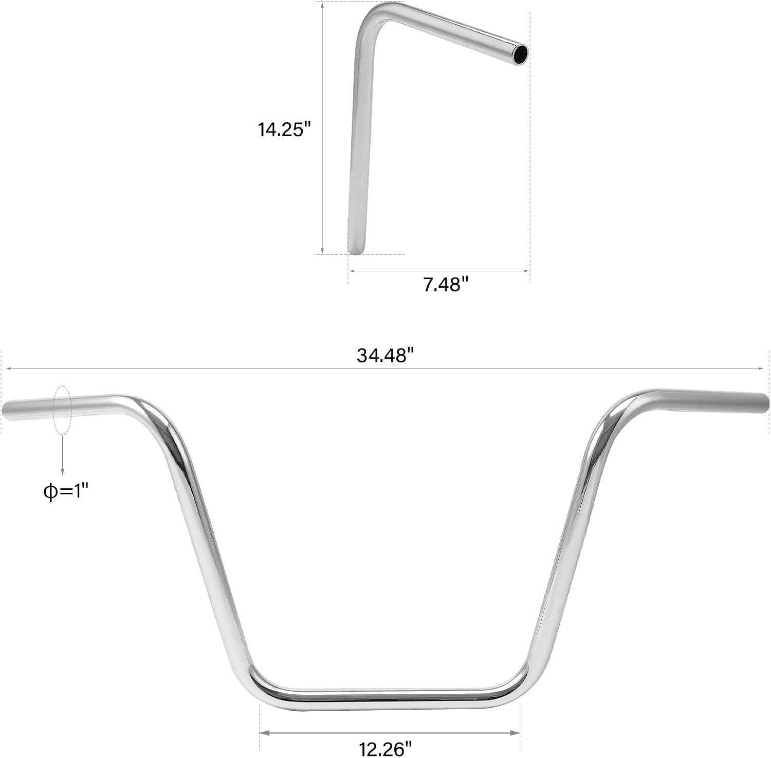 TCT-MOTORPARTS 14 “Rise Ape Hanger Bar Manillar Ajuste Para Harley Softail Sportster 883 1200 48