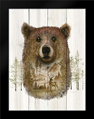 ArtDirect Wargo, Ed 19 x 24 negro moderno enmarcado arte impreso titulado Bear Wilderness Retrato