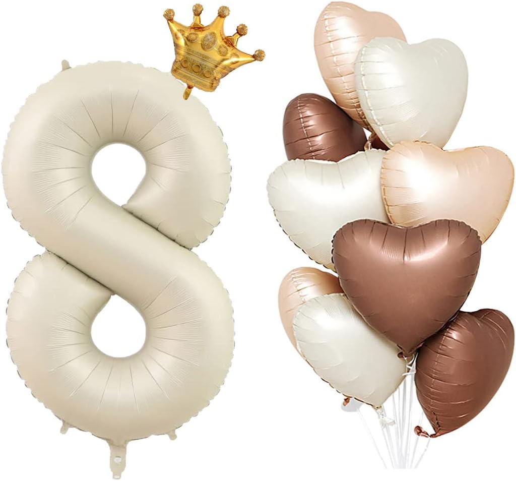 GBQQHS Globos número 1, color arena blanca, un globo para el primer cumpleaños, 40 pulgadas, blanco crema, números grandes, fiesta de primer