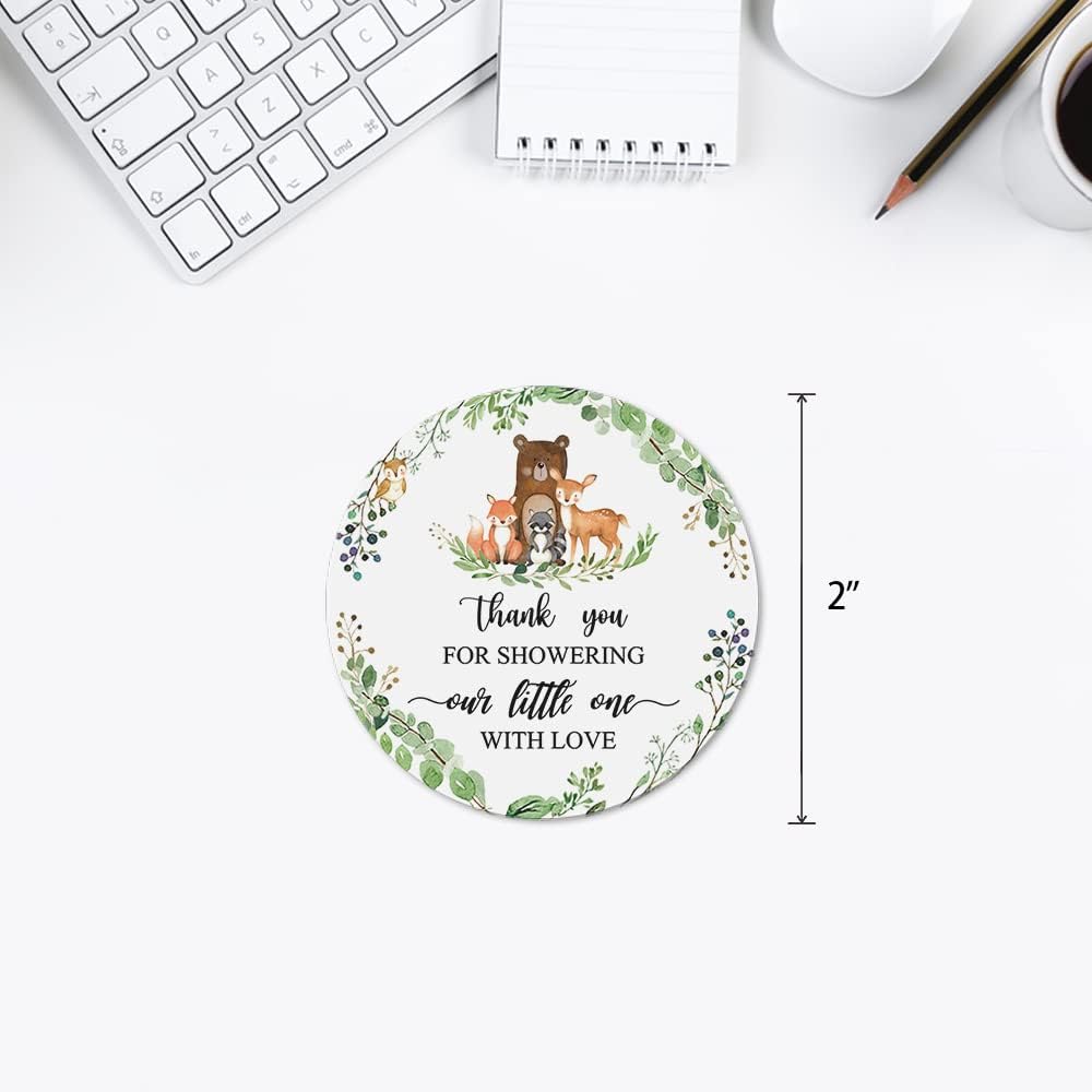 25 invitaciones para baby shower de bosque con sobres, boletos para rifas de pañales y tarjetas de solicitud de libros, calcomanías de animales del