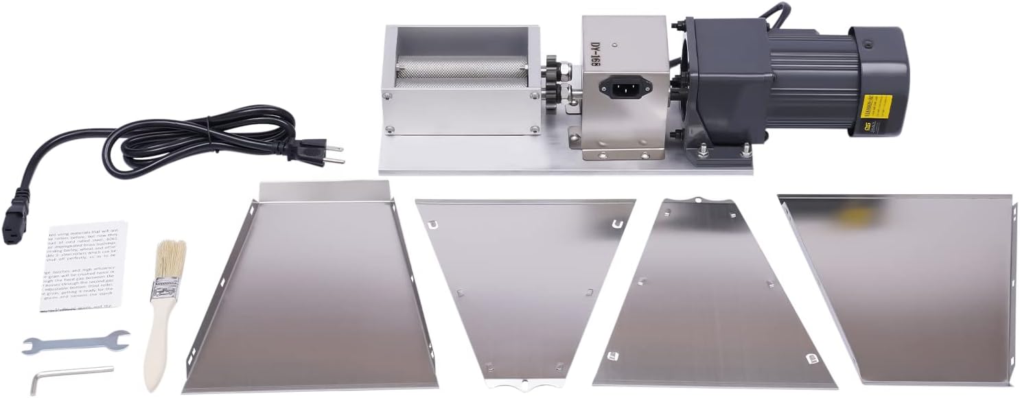 Molinillo eléctrico de grano de 110 V, 60 W, molinillo de maíz de acero inoxidable, trituradora de malta, molinillo de trigo de cebada con embudo de