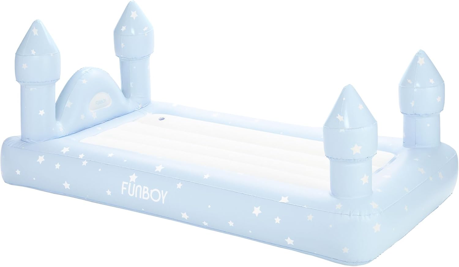 FUNBOY Cama y colchón de aire de viaje Blue Castle Sleepover para niños. Perfecto para fiestas de pijamas. Incluye bolsa de transporte, tamaño